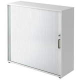 Artikelbild 1 für HAMMERBACHER Haziender Rollladenschrank weiß, silber 2 Fachböden 120,0 x 40,0 x 110,0 cm, Artikelnummer 215172