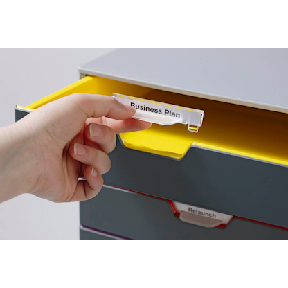 Artikelbild 4 für DURABLE Schubladenbox VARICOLOR® dunkelgrau mit bunten Farblinien 760527, DIN A4 mit 5 Schubladen, 1 St., Artikelnummer 113985