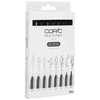 Artikelbild 3 für COPIC® Multiliner Fineliner schwarz 0.05 + 0.1 + 0.3 + 0.5 + 0.8 + 1.0 + BS + BM mm, 8 St., Artikelnummer 361517