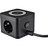 Artikelbild 1 für as-Schwabe QI-Wireless Ladestation 2-fach Steckdosenturm 1,5 m schwarz mit USB-Buchse, Artikelnummer 973014