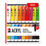Artikelbild 1 für Marabu Basic Acrylfarben farbsortiert 18 x 36,0 ml, 18 St., Artikelnummer 222826