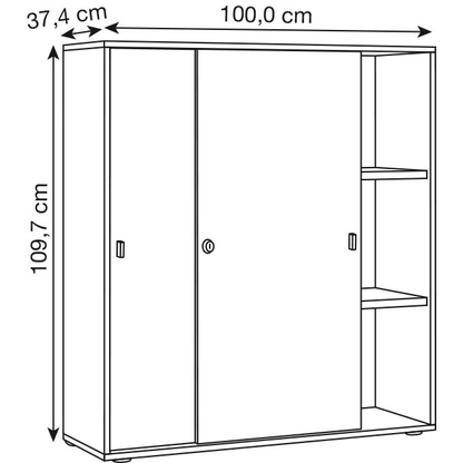 Artikelbild 2 für VCM my office Schiebetürenschrank Salia, 920791 honig-eiche, weiß 2 Fachböden 100,0 cm 37,4 cm, Artikelnummer 364608