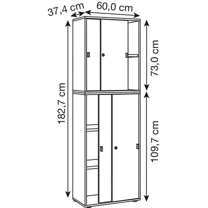 Artikelbild 2 für VCM my office Schiebetürenschrank Salia, 920806 anthrazit, honig-eiche 4 Fachböden 60,0 cm 37,4 cm, Artikelnummer 364667