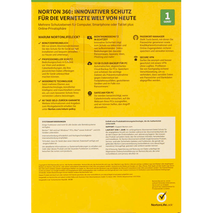 Artikelbild 4 für Norton 360 Standard Sicherheitssoftware Vollversion (PKC), Artikelnummer 720163