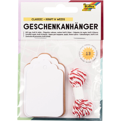 Artikelbild für folia Geschenkanhänger weiß, natur Set Classic, 12 St., Artikelnummer 963052