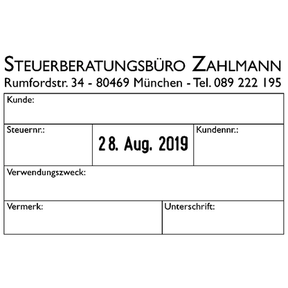 Artikelbild 3 für trodat Datumstempel mit Text individualisierbar 54110 selbstfärbend schwarz Logo möglich, 1 St. - Direkt online personalisieren, Artikelnummer 640621