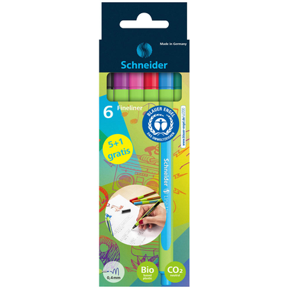 Artikelbild 2 für 5 + 1 GRATIS: Schneider Line-Up Fineliner farbsortiert 0,4 mm, 5 St. + GRATIS 1 Fineliner, Artikelnummer 564599