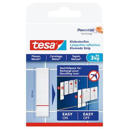 Artikelbild 3 für tesa Powerstrips Klebestreifen für max. 3,0 kg, 2,0 x 8,0 cm, 6 St., Artikelnummer 386180
