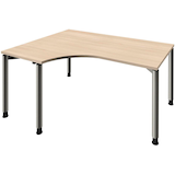 Artikelbild 1 für fm Sidney höhenverstellbarer Schreibtisch akazie Bogenform, 4-Fuß-Gestell Rundrohr silber 160,0 x 80,0 cm, Artikelnummer 136253