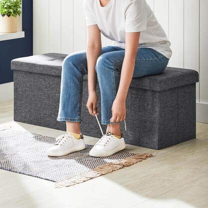 Artikelbild 2 für SONGMICS Sitztruhe LSF76GYZ dunkelgrau Stoff 110,0 cm, Artikelnummer 291509