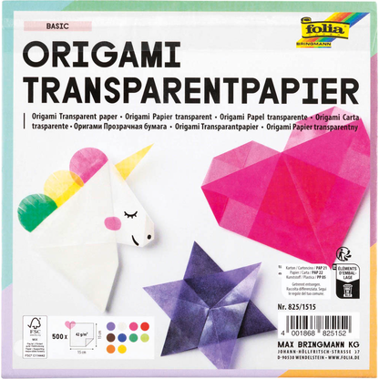 Artikelbild für folia Faltblätter transparent 15 x 15 cm mehrfarbig 500 Blatt, Artikelnummer 263787