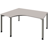 Artikelbild 1 für fm Sidney höhenverstellbarer Schreibtisch lichtgrau Bogenform, 4-Fuß-Gestell Rundrohr silber 160,0 x 80,0 cm, Artikelnummer 136261