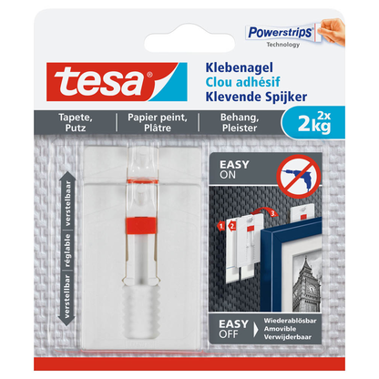 Artikelbild für tesa Powerstripes Klebenägel für max. 2,0 kg, 2,4 x 4,5 cm, 2 St., Artikelnummer 384071