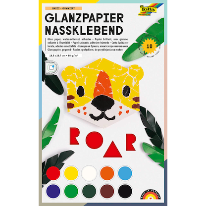 Artikelbild für folia Buntpapier gummiert farbsortiert 80 g/qm 10 Blatt, Artikelnummer 478671