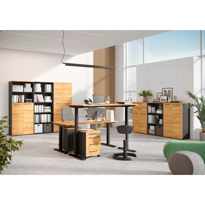 Artikelbild 6 für GERMANIA Agenda Home höhenverstellbarer Schreibtisch grandson-eiche rechteckig, C-Fuß-Gestell schwarz 180,0 x 80,0 cm, Artikelnummer 385292