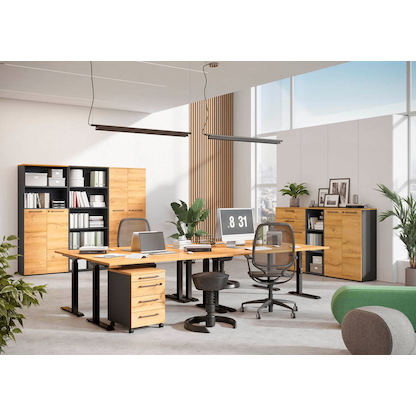 Artikelbild 4 für GERMANIA Agenda Home höhenverstellbarer Schreibtisch grandson-eiche rechteckig, C-Fuß-Gestell schwarz 180,0 x 80,0 cm, Artikelnummer 385292