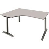 Artikelbild 1 für fm Sidney höhenverstellbarer Schreibtisch lichtgrau Bogenform, C-Fuß-Gestell Rundrohr silber 160,0 x 80,0 cm, Artikelnummer 136467