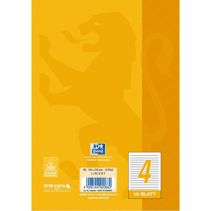 Artikelbild 4 für OXFORD Schulheft Lineatur 4 liniert DIN A5 ohne Rand, 16 Blatt, 1 St., Artikelnummer 280364