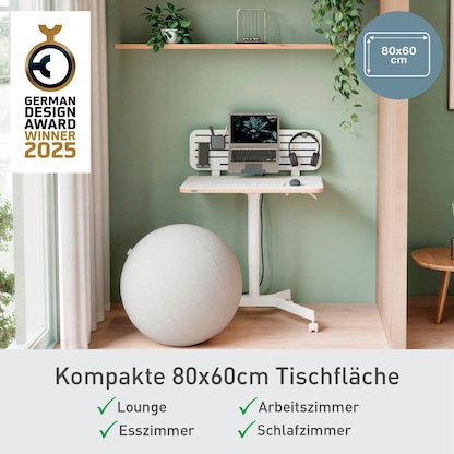 Artikelbild 12 für LEITZ Ergo höhenverstellbarer Schreibtisch weiß rechteckig, 4-Fuß-Gestell weiß 80,0 x 60,0 cm, Artikelnummer 401509