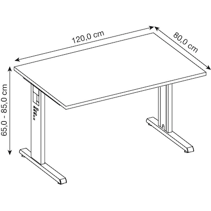 Artikelbild 2 für HAMMERBACHER OS 12 höhenverstellbarer Schreibtisch ahorn rechteckig, C-Fuß-Gestell silber 120,0 x 80,0 cm, Artikelnummer 656773