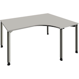 Artikelbild 1 für fm Sidney höhenverstellbarer Schreibtisch lichtgrau Bogenform, 4-Fuß-Gestell Rundrohr silber 160,0 x 80,0 cm, Artikelnummer 136562