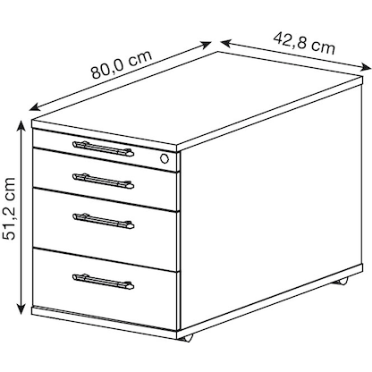 Artikelbild 2 für HAMMERBACHER Solid TC30 Rollcontainer lichtgrau 4 Auszüge 42,8 x 80,0 x 51,2 cm, Artikelnummer 293391