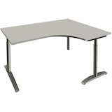 Artikelbild 1 für fm Sidney höhenverstellbarer Schreibtisch lichtgrau Bogenform, C-Fuß-Gestell Rundrohr silber 160,0 x 80,0 cm, Artikelnummer 137473