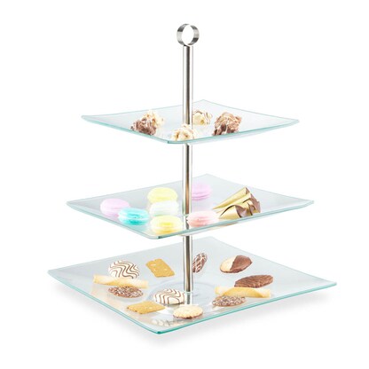Artikelbild 2 für relaxdays Etagere transparent/silber Höhe: 40,0 cm, 1 St., Artikelnummer 644231