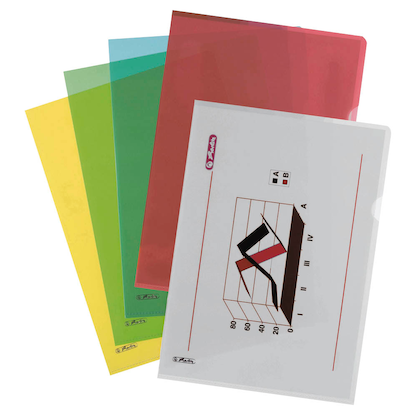 Artikelbild für herlitz Sichthüllen DIN A4 farbsortiert genarbt 0,19 mm, 10 St., Artikelnummer 353084
