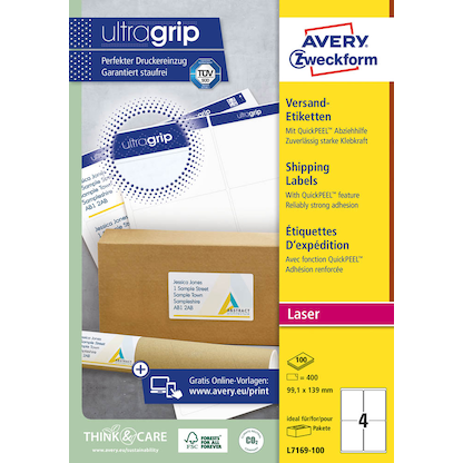 Artikelbild 2 für AVERY Zweckform Versandetiketten L7169-100 weiß 99,1 x 139,0 mm, 100 Blatt, Artikelnummer 358077