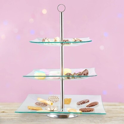 Artikelbild 3 für relaxdays Etagere transparent/silber Höhe: 40,0 cm, 1 St., Artikelnummer 644231