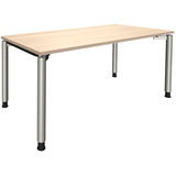 Artikelbild 1 für fm Sidney höhenverstellbarer Schreibtisch akazie rechteckig, 4-Fuß-Gestell Rundrohr silber 160,0 x 80,0 cm, Artikelnummer 135837