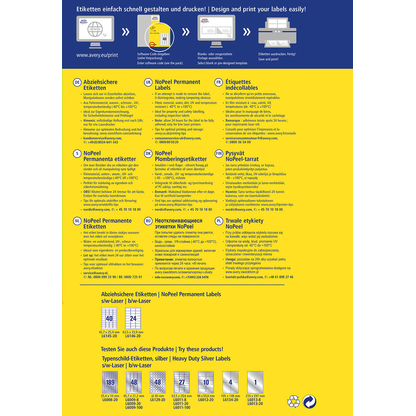 Artikelbild 4 für AVERY Zweckform abziehsichere Folienetiketten L6146-20 weiß 63,5 x 33,9 mm, 20 Blatt, Artikelnummer 896936