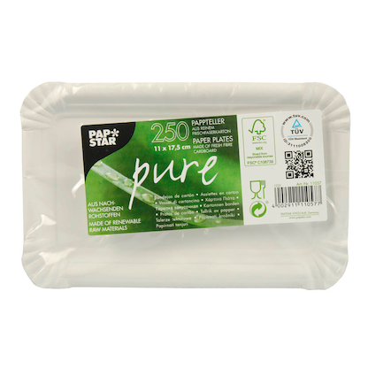 Artikelbild für PAPSTAR Pappteller pure weiß 17,5 x 11,0 cm, 250 St., Artikelnummer 119497