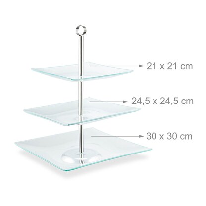 Artikelbild 6 für relaxdays Etagere transparent/silber Höhe: 40,0 cm, 1 St., Artikelnummer 644231