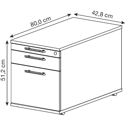 Artikelbild 2 für HAMMERBACHER Solid Rollcontainer lichtgrau 3 Auszüge 42,8 x 80,0 x 51,2 cm, Artikelnummer 293542