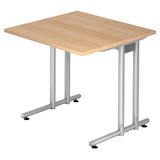 Artikelbild 1 für HAMMERBACHER NS08 Schreibtisch eiche quadratisch, C-Fuß-Gestell silber 80,0 x 80,0 cm, Artikelnummer 867731