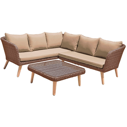 Artikelbild für Garden Pleasure Loungegruppe PAMPLONA beige, braun Kunststoff, 10-teilig, Artikelnummer 134849