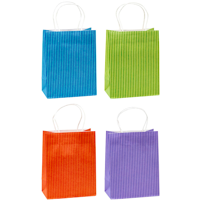 Artikelbild 2 für TSI Geschenktüten STREIFEN blau,grün, orange, lila 18,0 x 23,0 cm, 12 St., Artikelnummer 653119