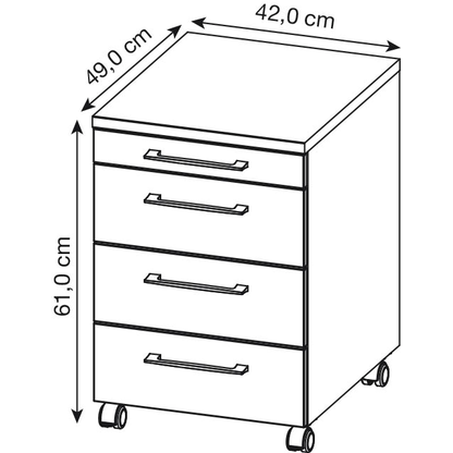 Artikelbild 2 für GERMANIA Profi 3.0 Rollcontainer grafit, grandson-eiche 4 Auszüge 42,0 x 49,0 x 61,0 cm, Artikelnummer 158594