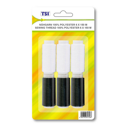Artikelbild für TSI Nähgarn-Set matt schwarz/weiß 0,8 mm x 6x 150,0 m, Artikelnummer 536678