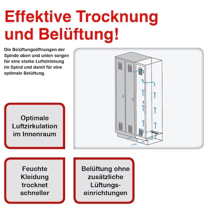 Artikelbild 5 für Gürkan Spind lichtgrau 105035, 4 Schließfächer 117,0 x 50,0 x 180,0 cm, Artikelnummer 560021