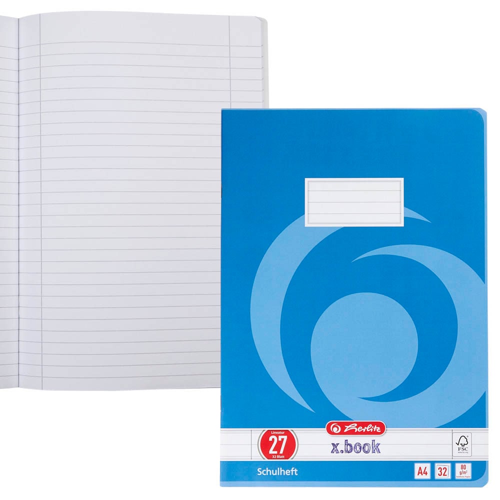 herlitz Schulheft x.book Lineatur 27 liniert DIN A4 Innen- und