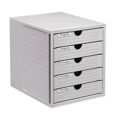 Artikelbild für HAN Schubladenbox System-Box lichtgrau 1450-11D, DIN A4 mit 5 Schubladen, 1 St., Artikelnummer 358937