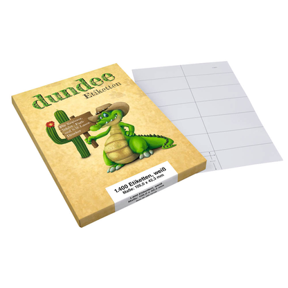 Artikelbild für dundee Etiketten weiß 105,0 x 42,3 mm, 100 Blatt, Artikelnummer 585137