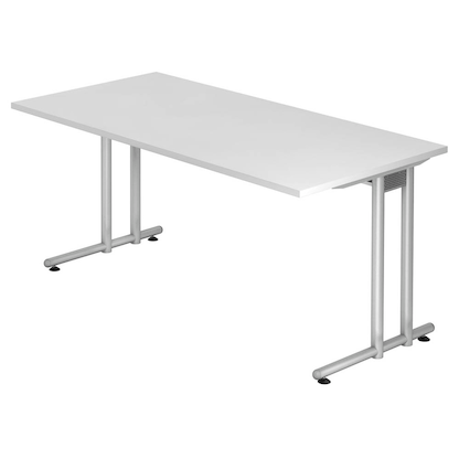 Artikelbild für HAMMERBACHER NS16 Schreibtisch weiß rechteckig, C-Fuß-Gestell silber 160,0 x 80,0 cm, Artikelnummer 863840