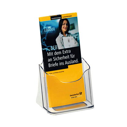 Artikelbild für SIGEL Tischprospekthalter transparent 1/3 DIN A4 12,2 x 7,5 x 20,0 cm, 1 St., Artikelnummer 860981