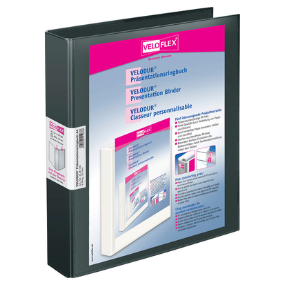 Artikelbild für VELOFLEX VELODUR® Präsentationsringbücher 4-Ringe schwarz 4,6 cm DIN A4, 10 St., Artikelnummer 447466