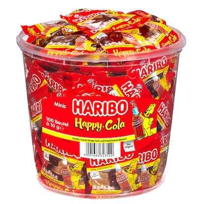 Artikelbild für HARIBO Happy Cola Minibeutel Fruchtgummi 100 St./980,0 g, Artikelnummer 226340