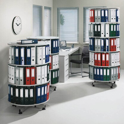 Artikelbild 2 für Ordnerdrehsäule hellgrau bis zu 48 Ordner, Komplett drehbar, H: 93,0 cm, Artikelnummer 189898